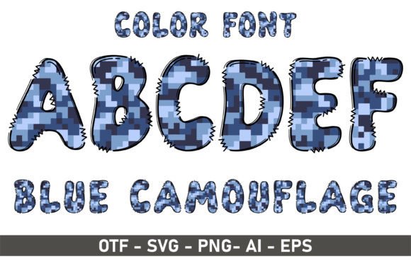 Blue Camouflage: A Creative Font for Playful Branding